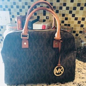 Michael Kors Brown Hattie Bowling Bag Tote